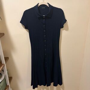 NWT elie tahari dark navy blue button down dress
